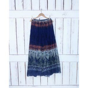 Vintage sheer tribal Indian print maxi skirt